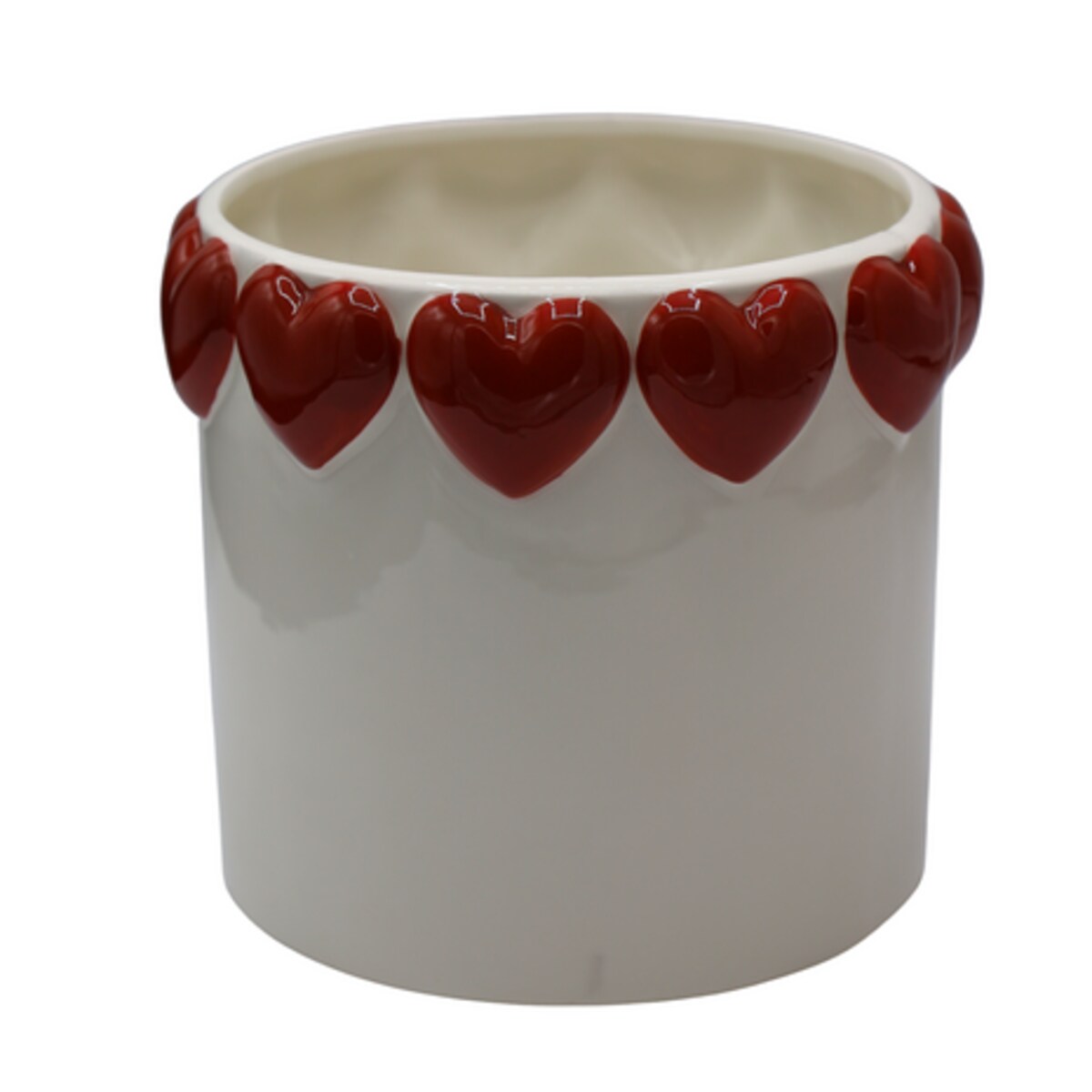 Doniczka z czerwonymi serduszkami 18,5x18,5x16 cm OLLA