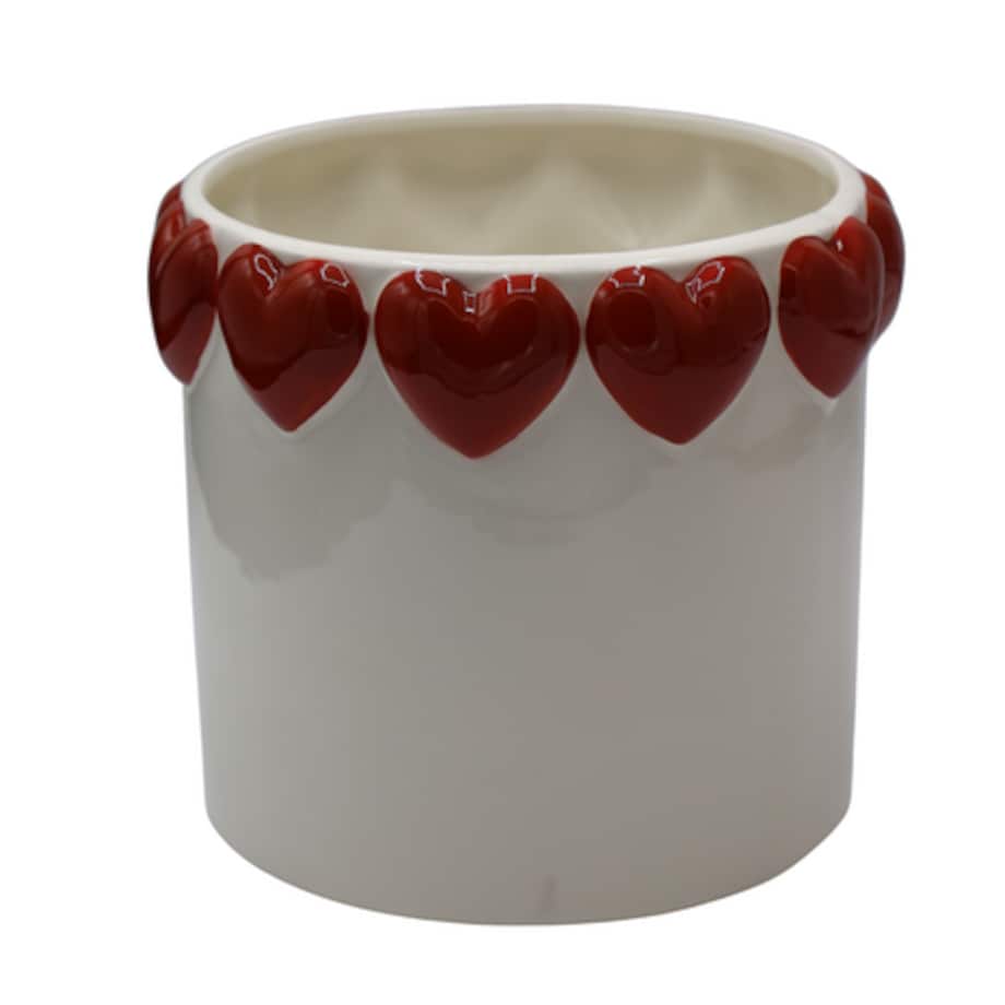 Doniczka z czerwonymi serduszkami 18,5x18,5x16 cm OLLA