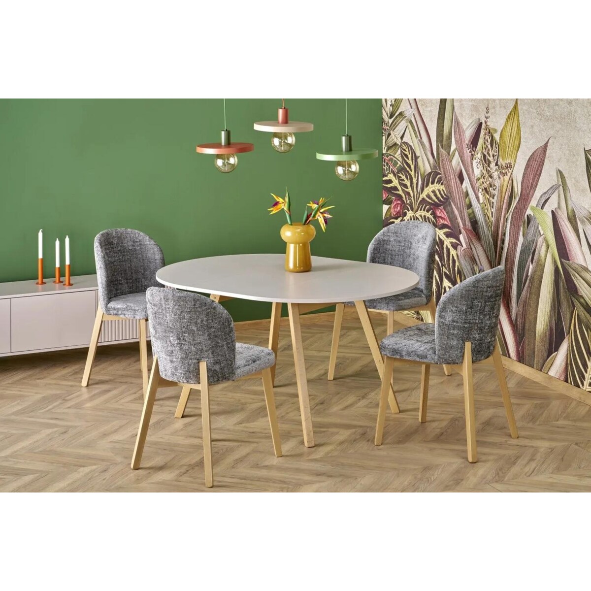 Stół rozkładany RUBEN 102(142)x102 kaszmirowy/buk