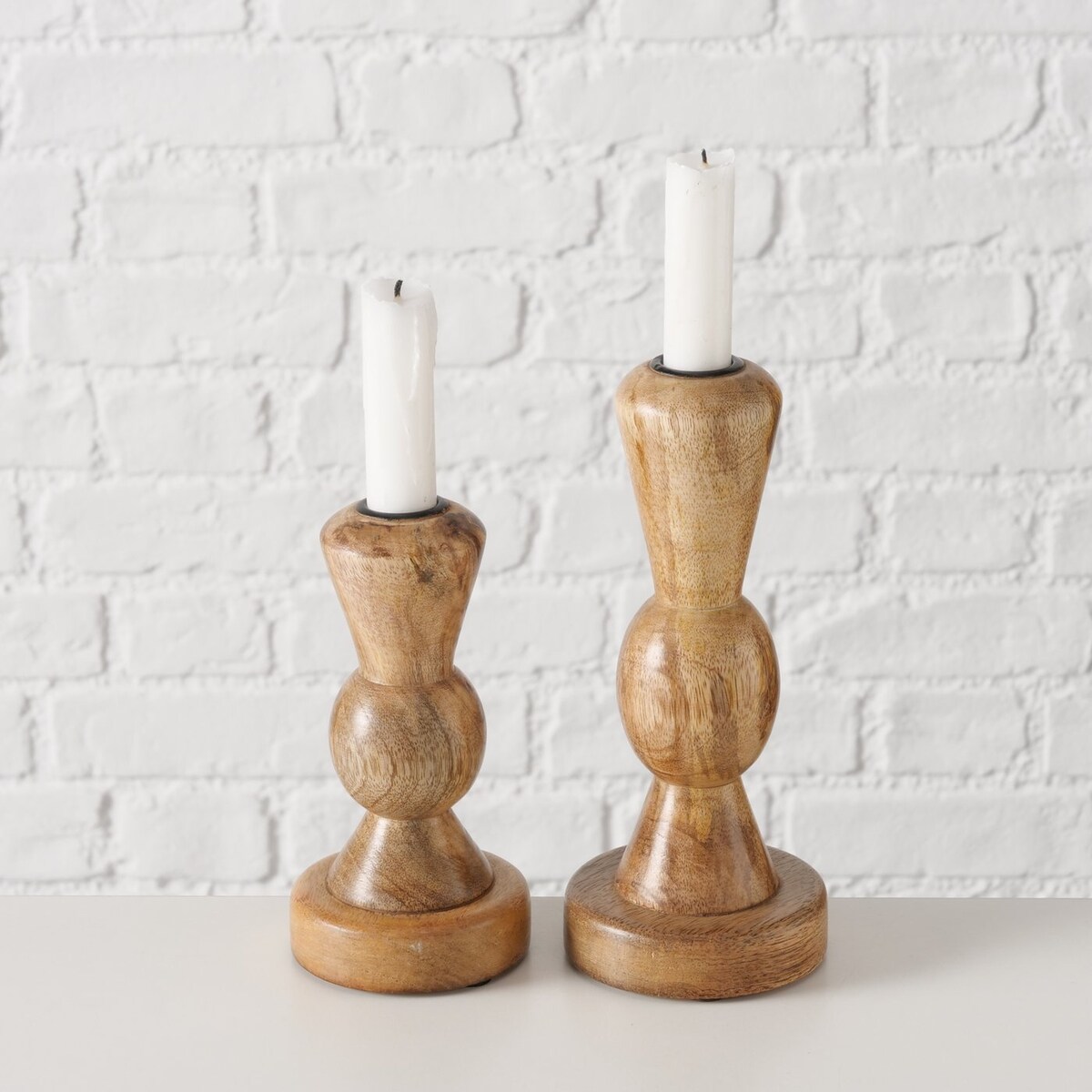 Drewniany świecznik, KESSA, 16 - 20,5 cm, 2 sztuki
