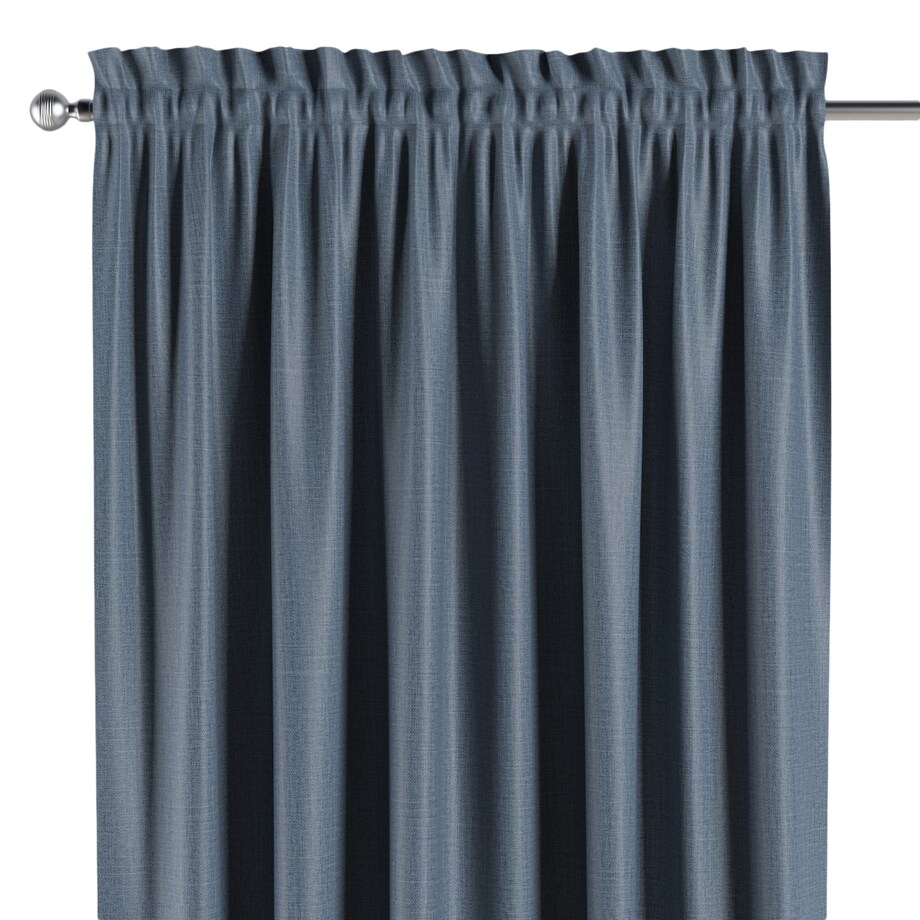 Zasłona na kanale z grzywką 1 szt. 130x245 ciemny niebieski o wyraźnej strukturze