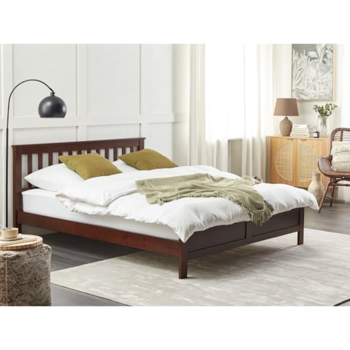 Łóżko drewniane 160 x 200 cm ciemne drewno MAYENNE