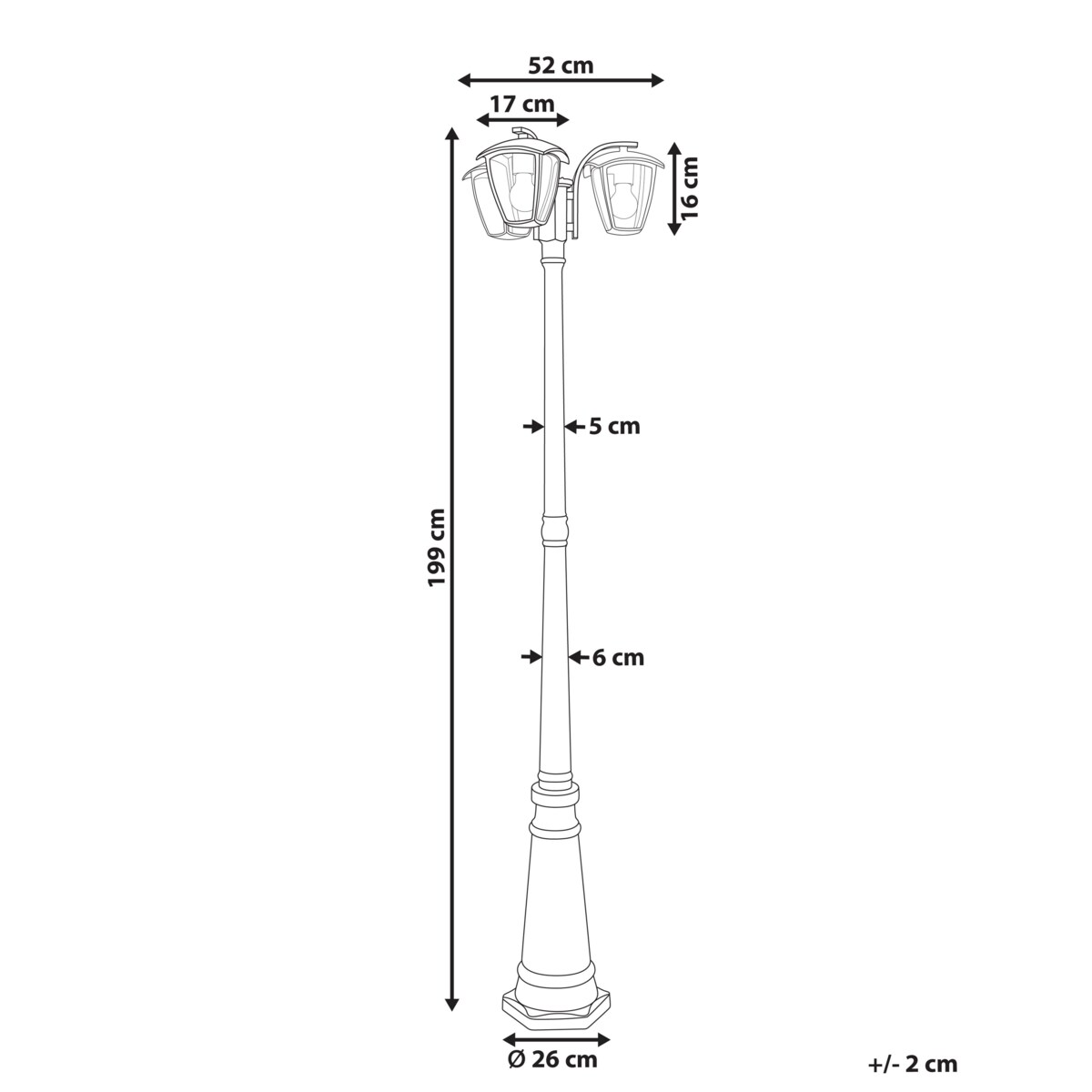 Latarnia ogrodowa 3-punktowa czarna LEMRO