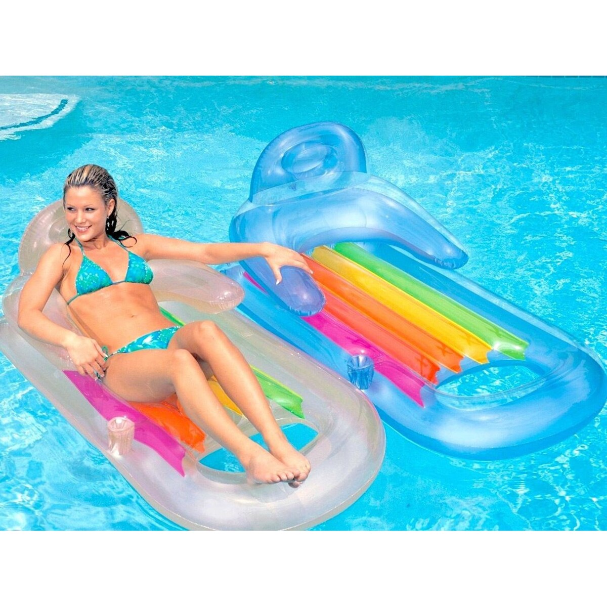 Materac dmuchany fotel do pływania 160x85cm INTEX