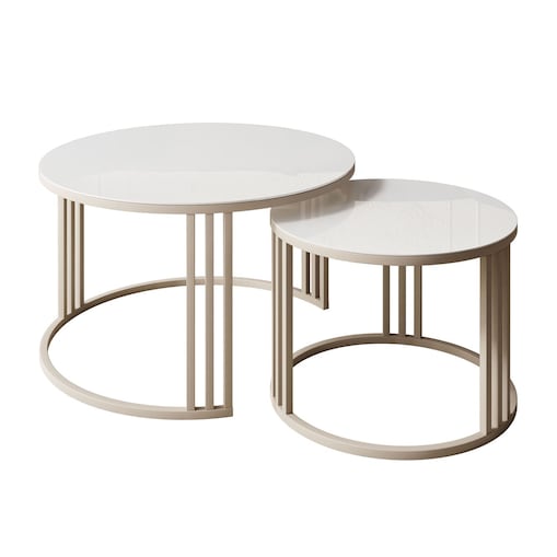 Stolik kawowy LORI 2w1 KASZMIR ze szklanym blatem, białe szkło