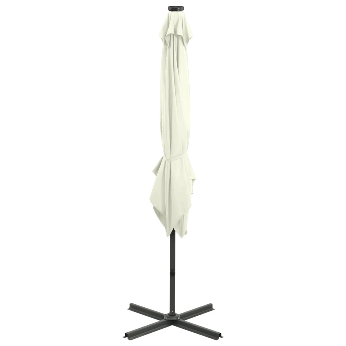 vidaXL Parasol wiszący z lampkami LED i słupkiem, 250 cm, piaskowy