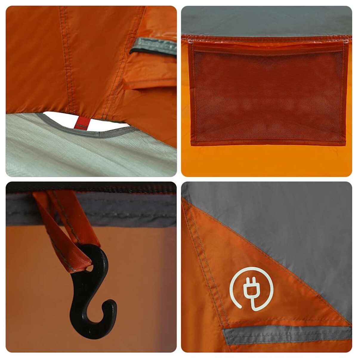 vidaXL Namiot turystyczny, 4-os., szaro-pomarańczowy, wodoszczelny