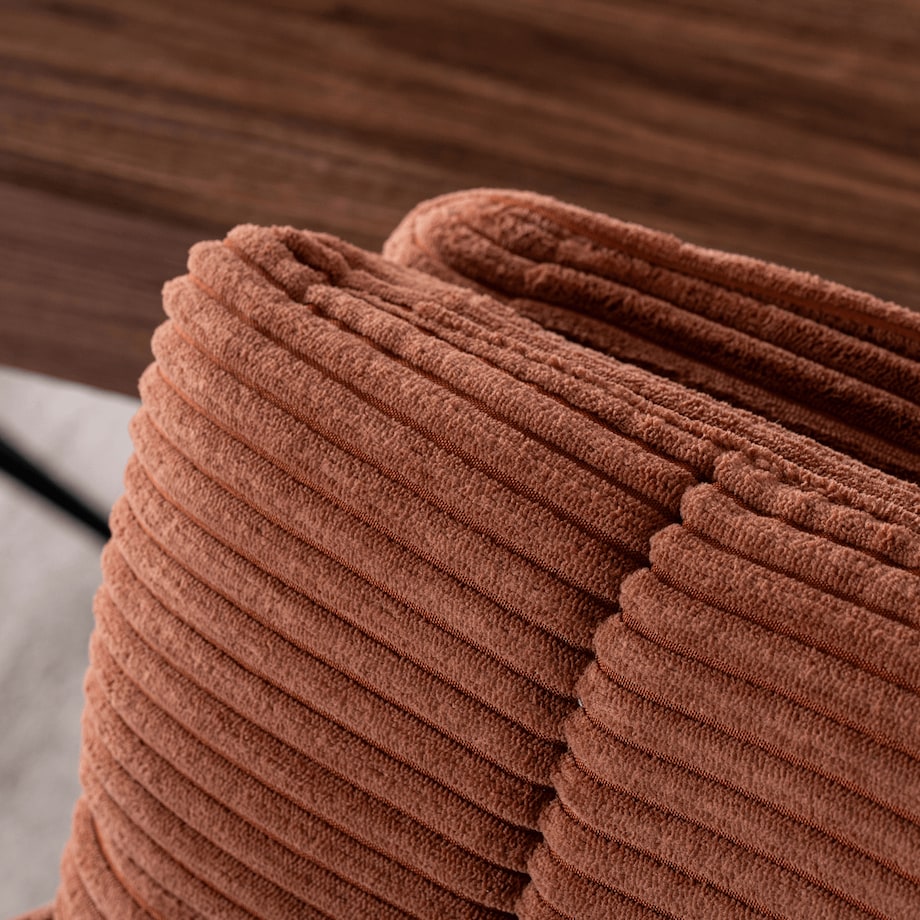 Krzesło Obrotowe Kubełkowe Tapicerowane Do Jadalni Sztruks Rudy AKITA