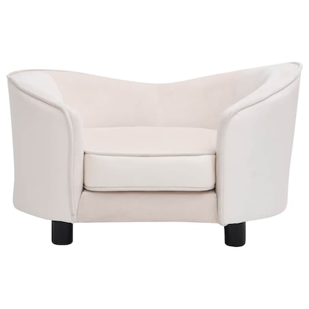 vidaXL Sofa dla psa, kremowa, 69x49x40 cm, plusz i sztuczna skóra
