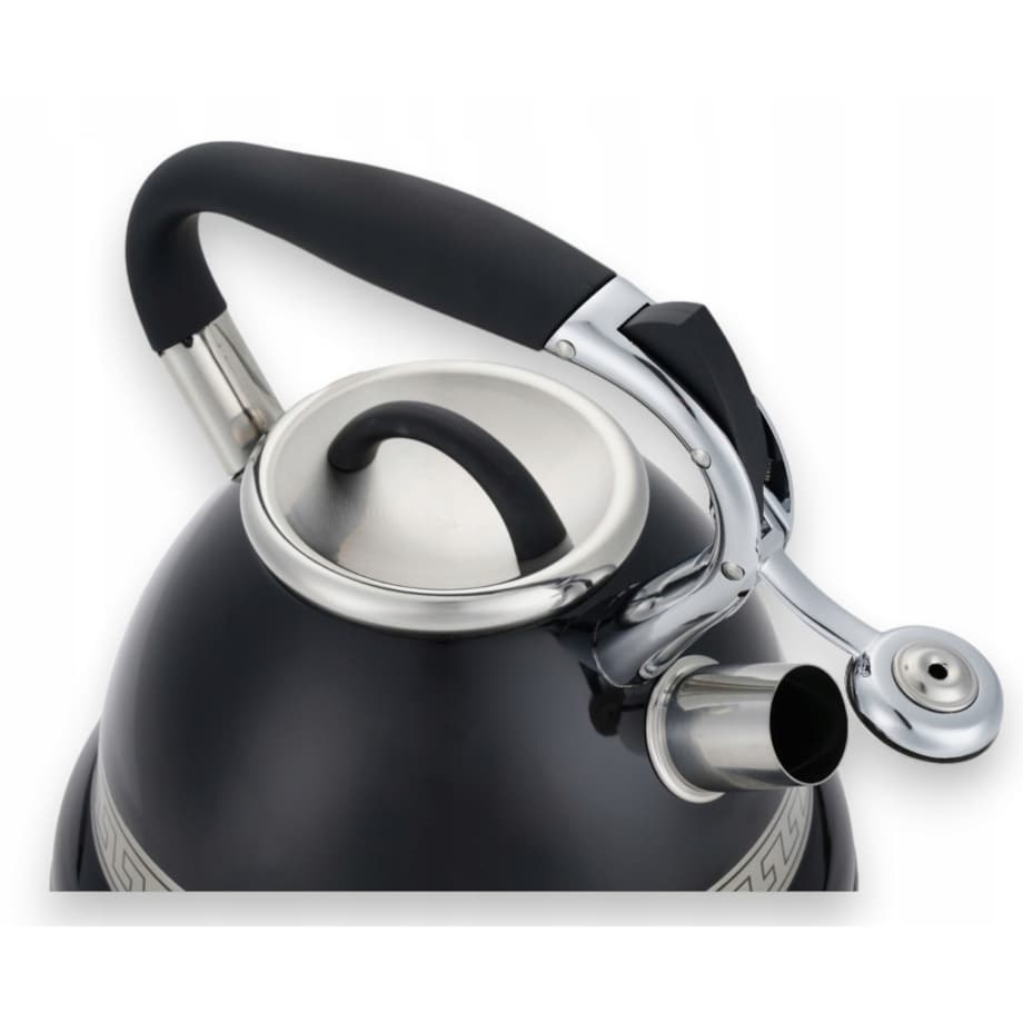Duży Czarny Tradycyjny Czajnik Z Gwizdkiem Stalowy 3L Na Indukcję Gaz