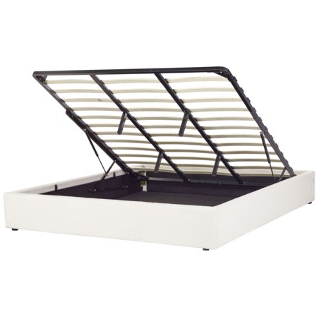 Łóżko z pojemnikiem boucle 180 x 200 cm złamana biel DINAN