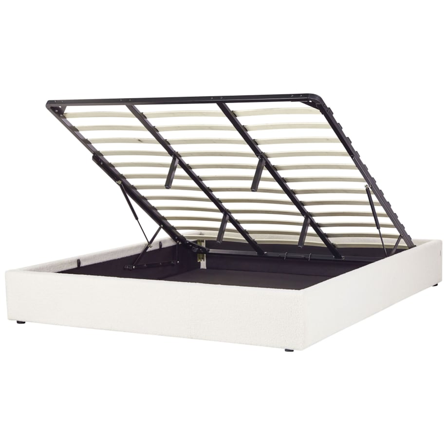 Łóżko z pojemnikiem boucle 180 x 200 cm złamana biel DINAN