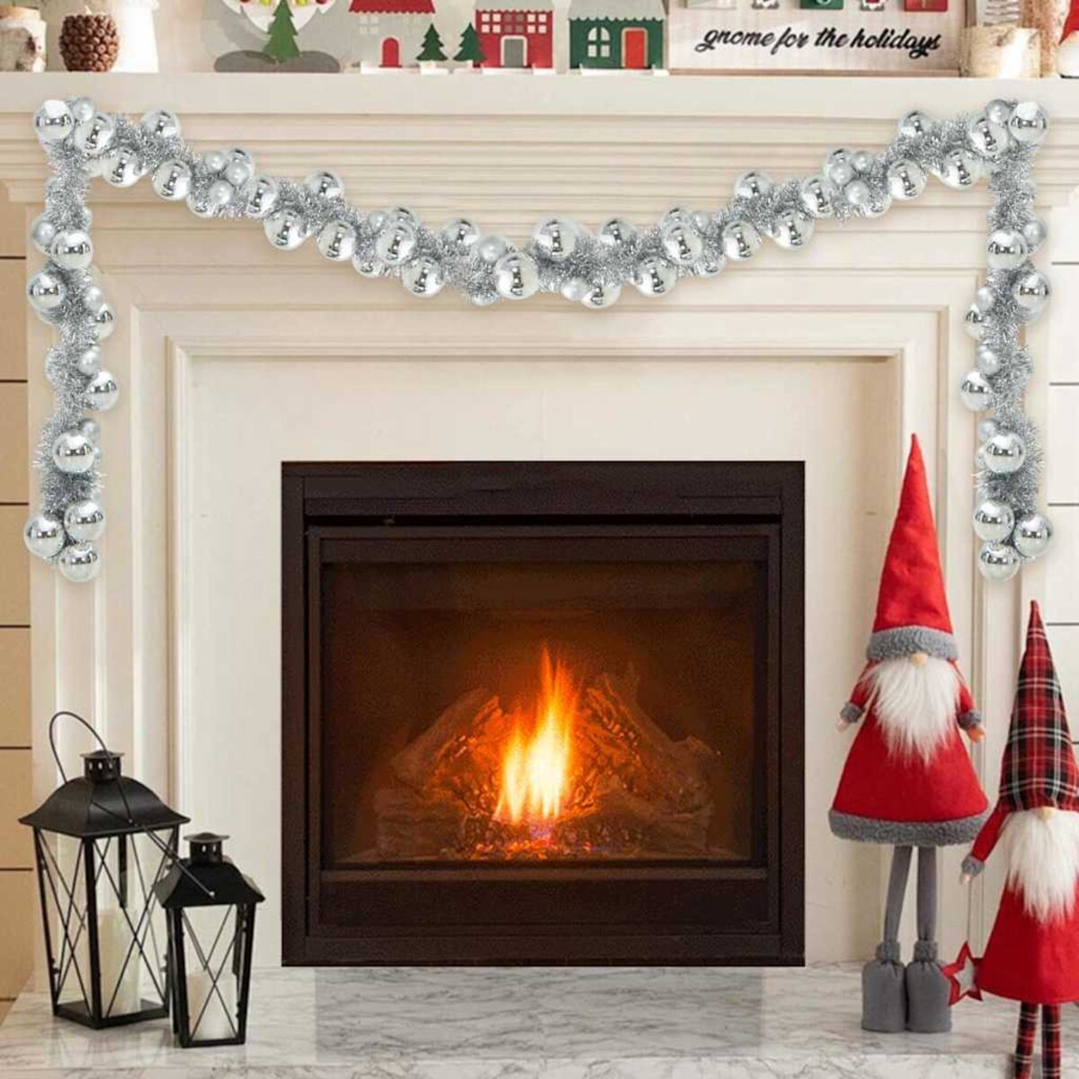 vidaXL Girlanda z bombek świątecznych Srebrny 186 cm polistyren