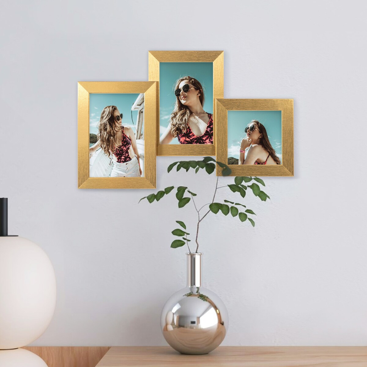 Multirama ramka na zdjęcia. Złota multirama na trzy zdjęcia 10x15 cm 10x10 cm Ramka na zdjęcia 3 w 1 MULTI HEN 4 FRAMAI®