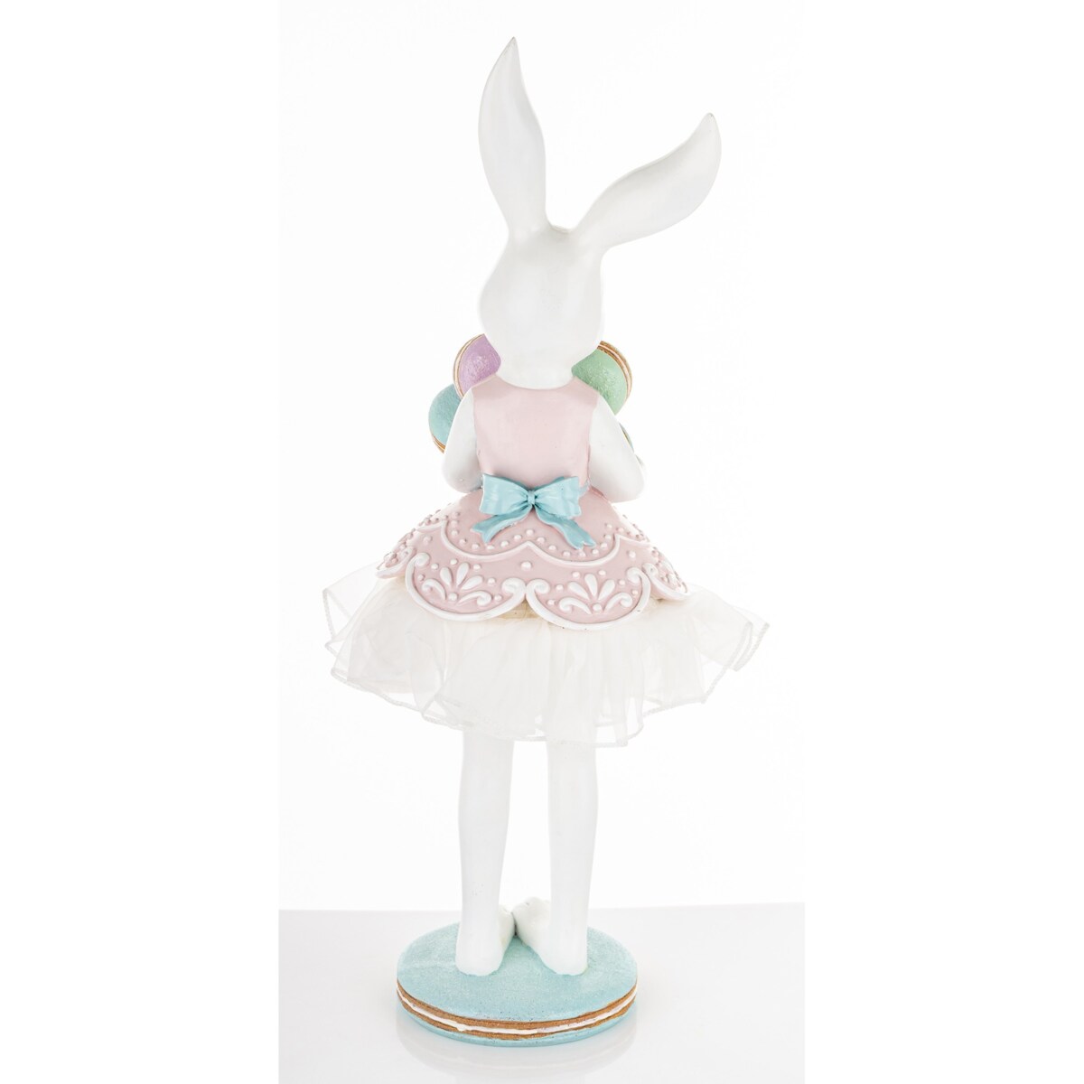 Dekoracja - króliczka w tiulowej spódniczce 55x22x16 cm GUDRUN z makaronikami