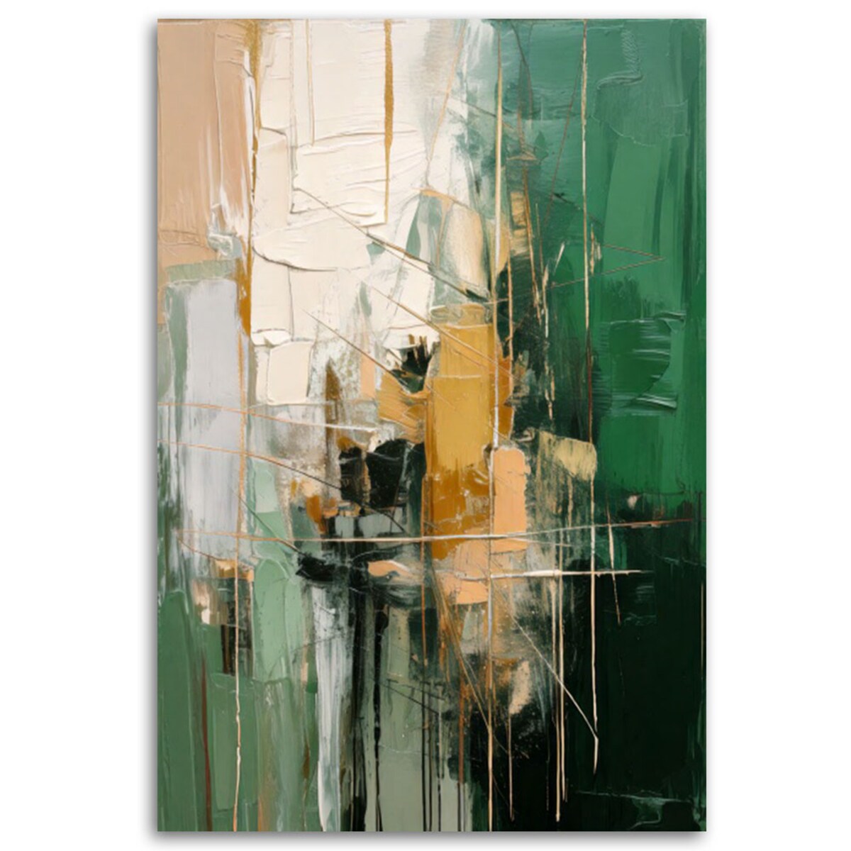 Feeby Obraz na płótnie, Abstrakcja Geometryczna Zielony 80x120