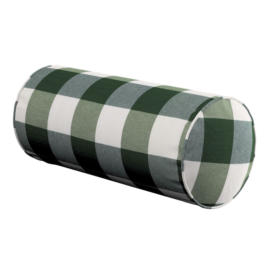 Poduszka wałek prosty, zielono-biała krata (5,5x5,5cm), Ø16 x 40 cm, Christmas