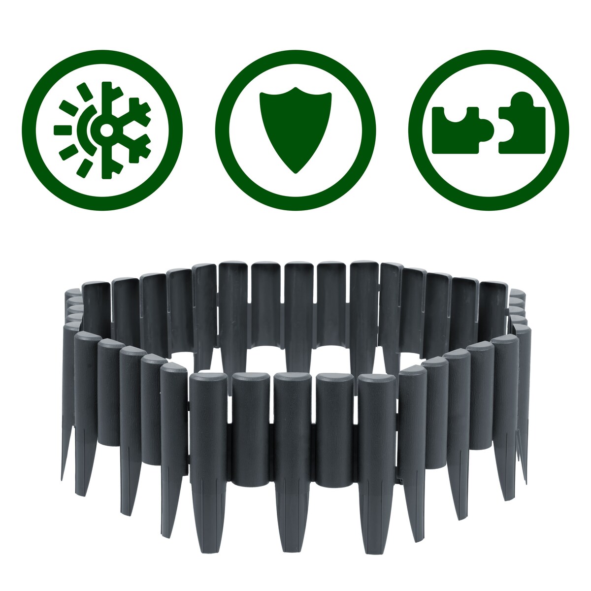 Palisada ogrodowa obrzeże ogrodowe trawnikowe szare Plonos tworzywo płotek 220 cm