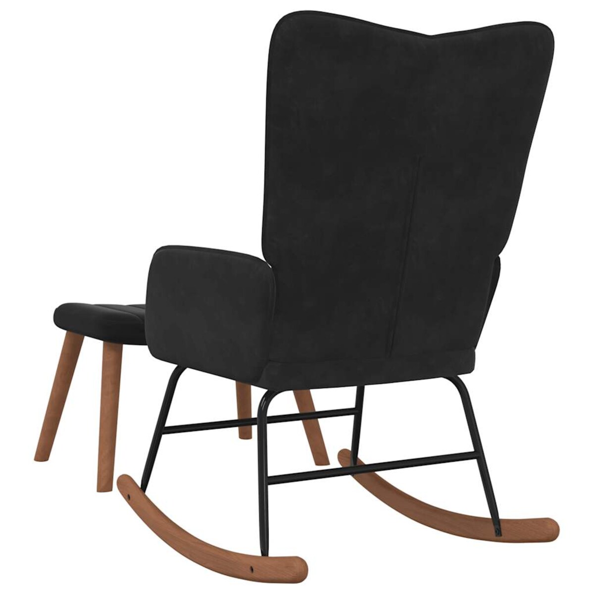 vidaXL Fotel bujany z podnóżkiem, czarny, obity aksamitem
