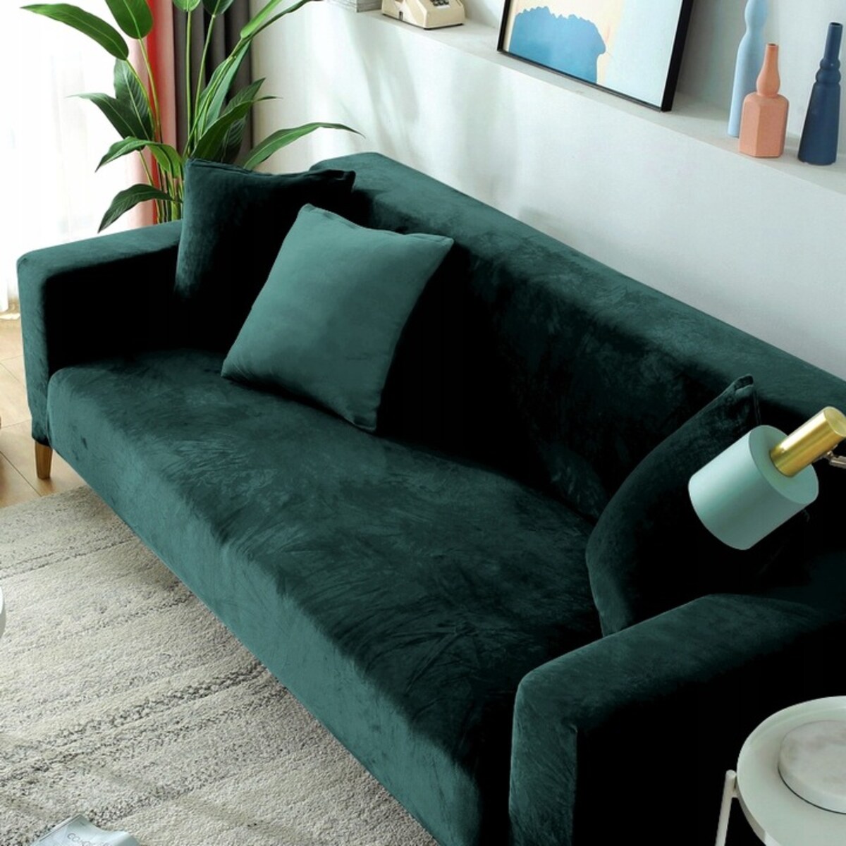 POKROWIEC NA KANAPĘ BUTELKOWA ZIELEŃ WELUR 2 OSOBOWY [22P2]