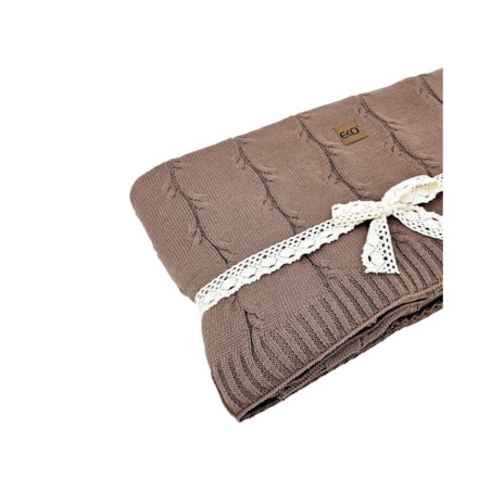 Koc dzianinowy Bawełna+Kaszmir 150x200 cm – ROMA CHOCOLATE