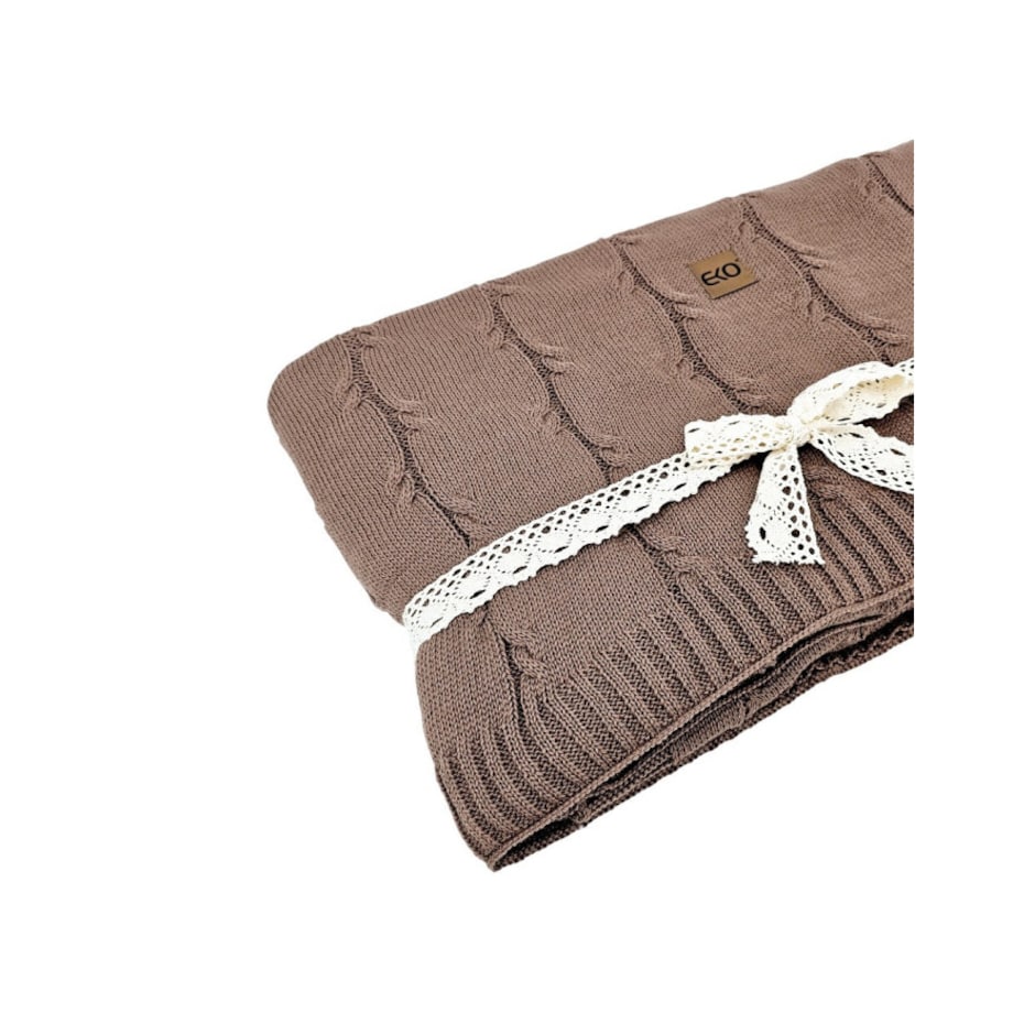 Koc dzianinowy Bawełna+Kaszmir 150x200 cm – ROMA CHOCOLATE