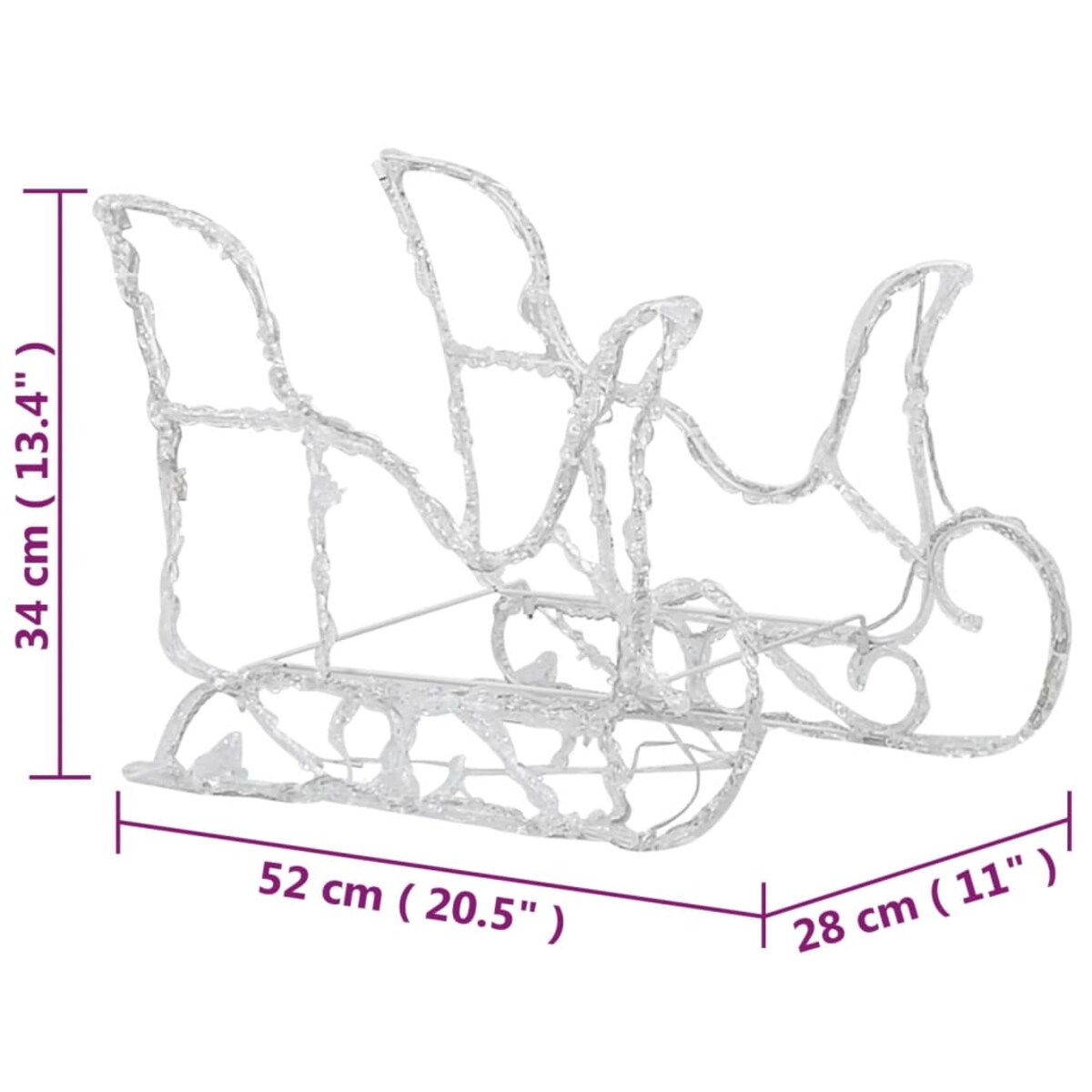 vidaXL Dekoracja świąteczna – renifery z saniami, 320 LED, akrylowa