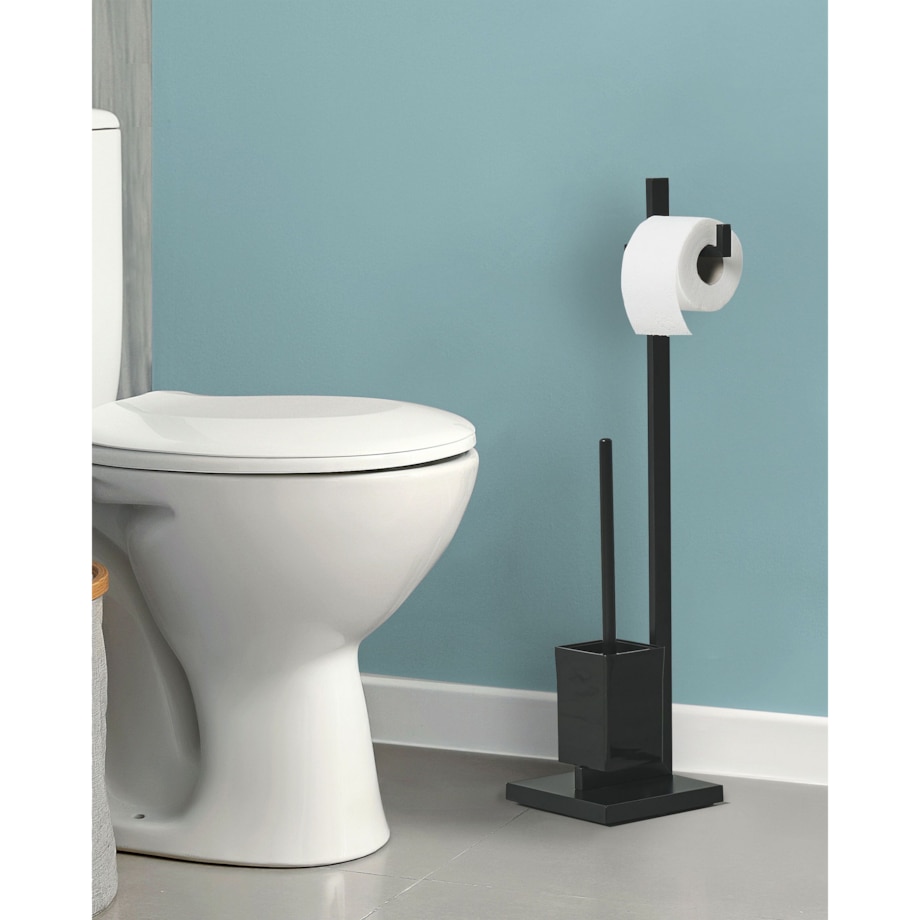 Stojak na papier i szczotkę toaletową czarny ULAPES