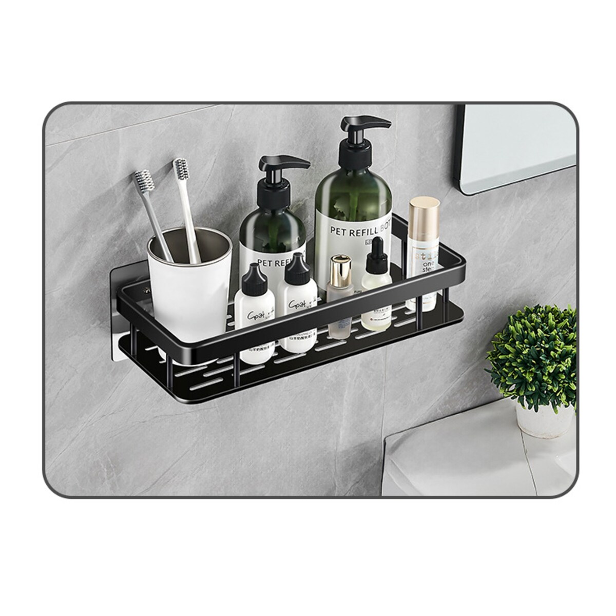Półka Łazienkowa pod prysznic 2 Sztuki, Czarna
