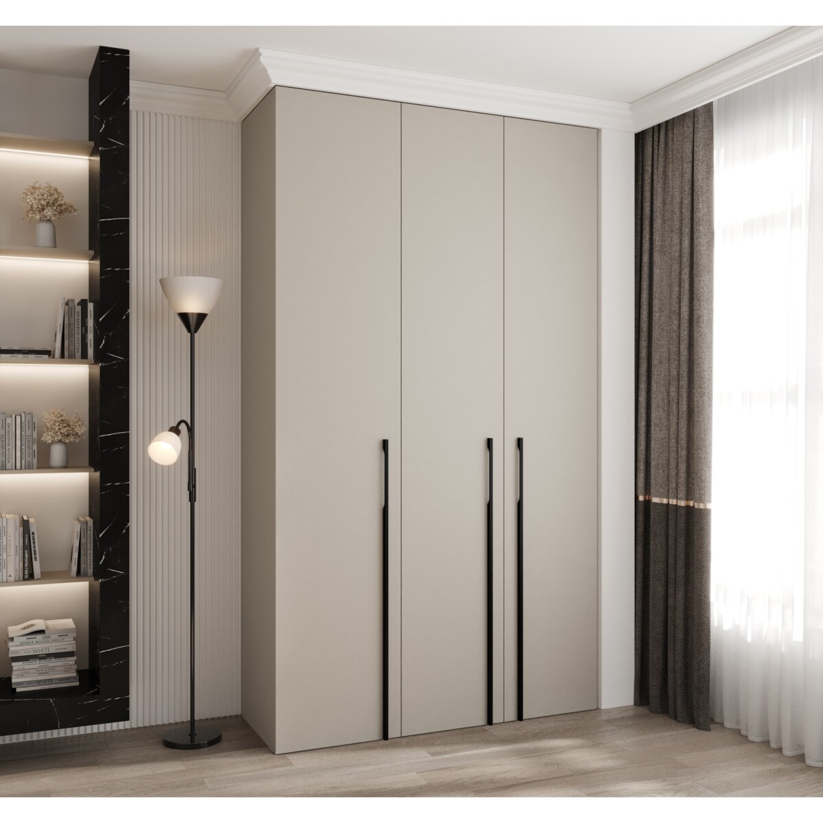 Szafa trzydrzwiowa Como 3 140 gł.50 kaszmir+czarny