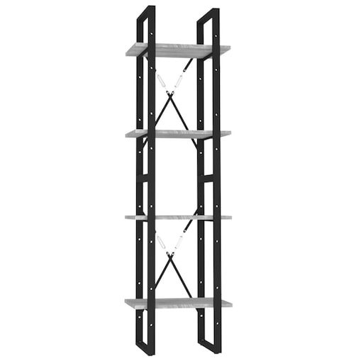 vidaXL Regał na książki z 4 półkami, szary dąb sonoma, 40x30x140 cm