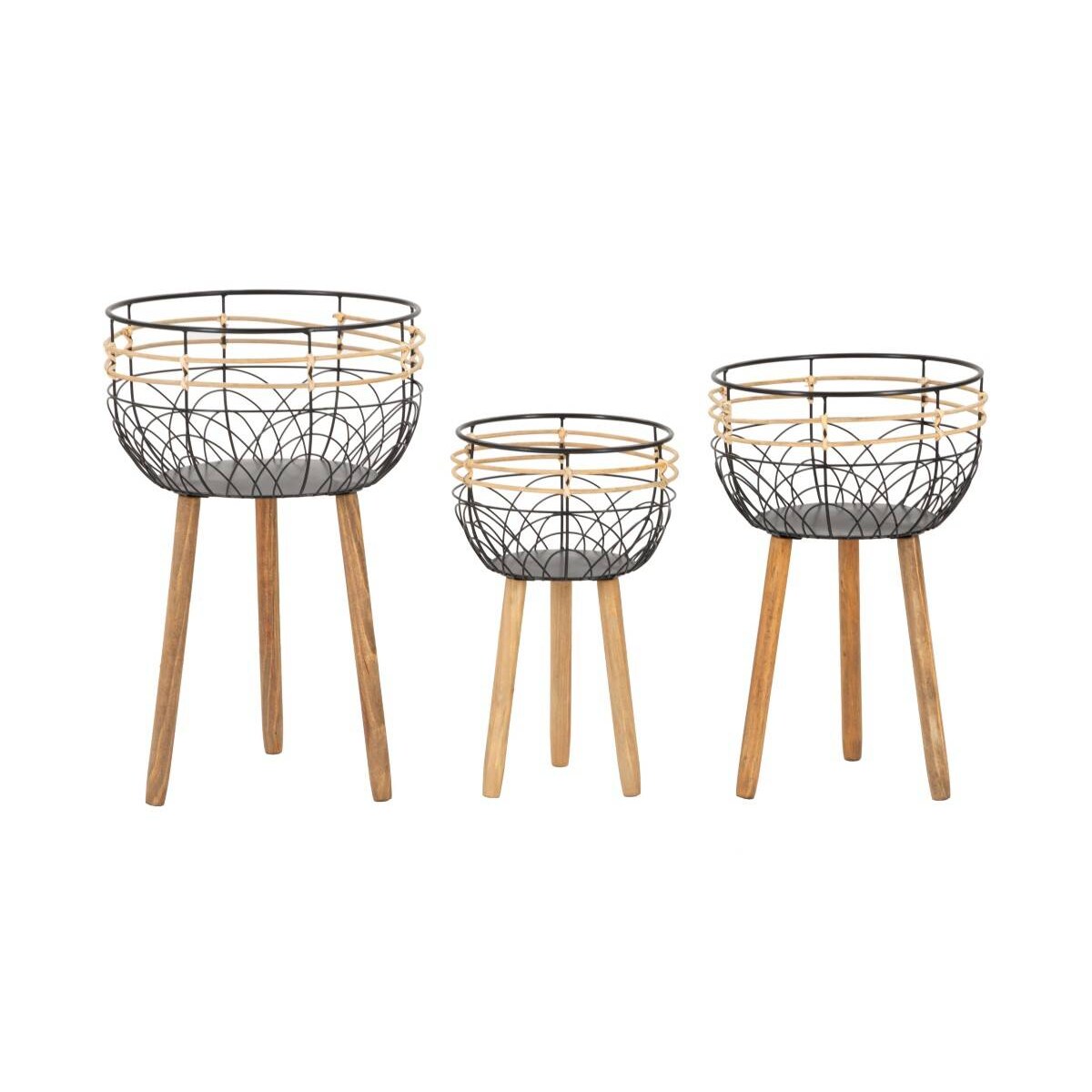 Stojaki na kwiaty w formie koszy, 3 szt