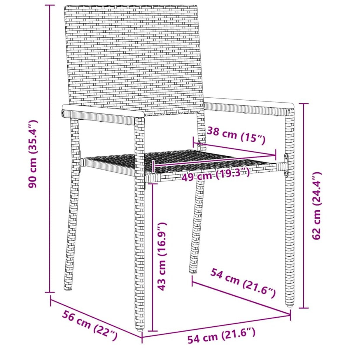 vidaXL Zestaw krzeseł ogrodowych 2 pcs Szary i brązowy
