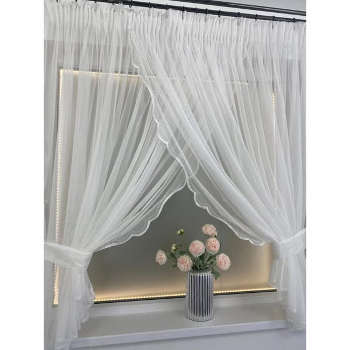 firana kryształowa z szyfonu "aurelia" | taśma 400x230 biała