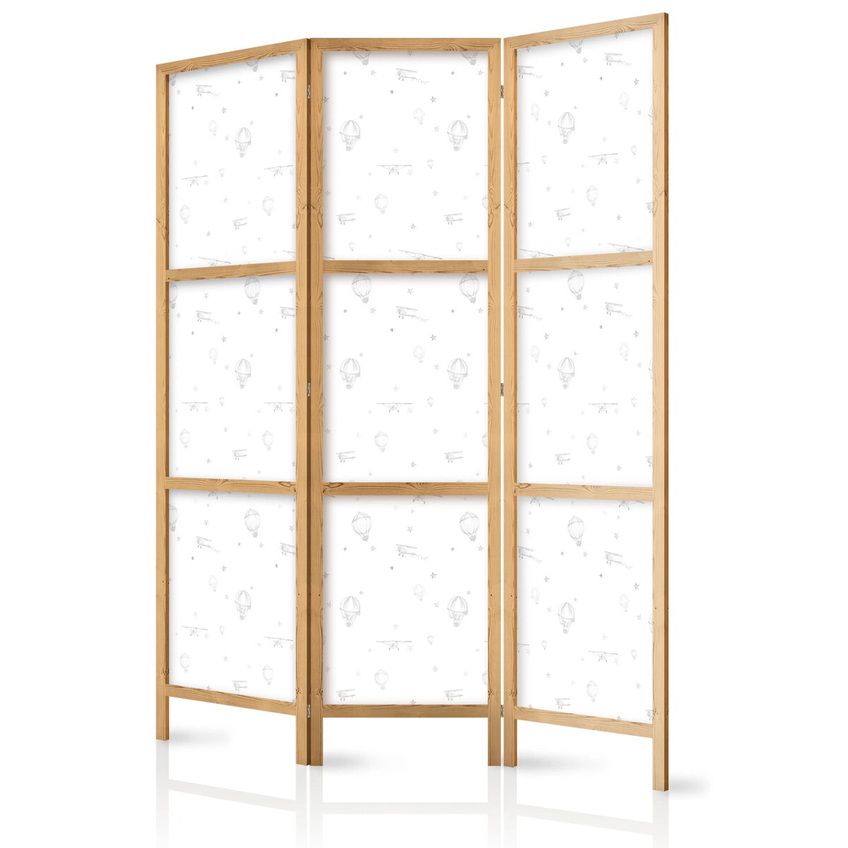 Parawan japoński Dla dzieci 135x172 cm 3-częściowy czarny