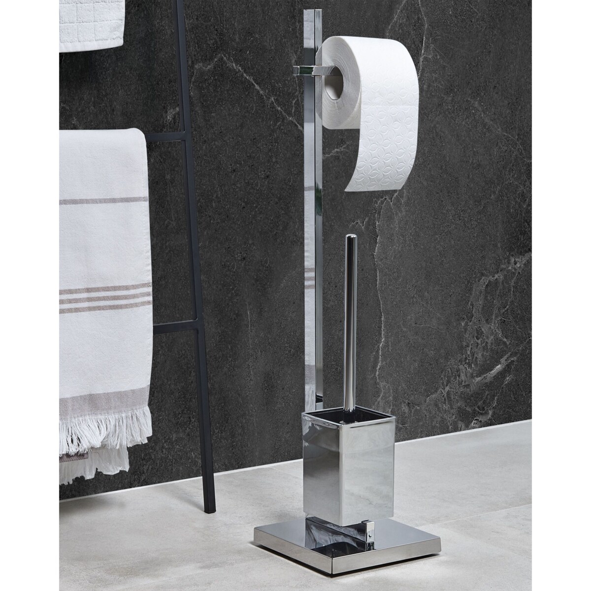 Stojak na papier i szczotkę toaletową srebrny ULAPES