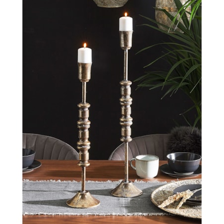 Zestaw 2 świeczników metalowy złoty SALAMINA