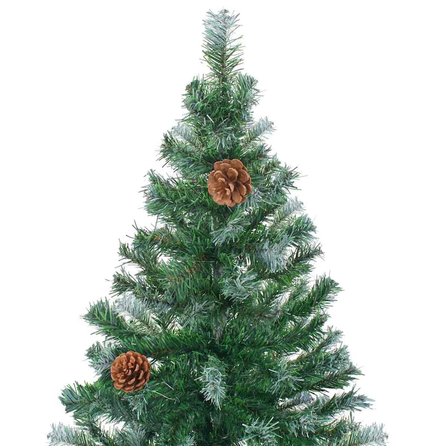 vidaXL Sztuczna, oszroniona choinka, lampki, bombki i szyszki, 150 cm