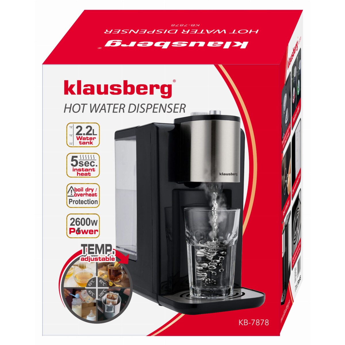 Dozownik dystrybutor podgrzewacz do gorącej wody 2.2L z regulacją temperatury KLAUSBERG