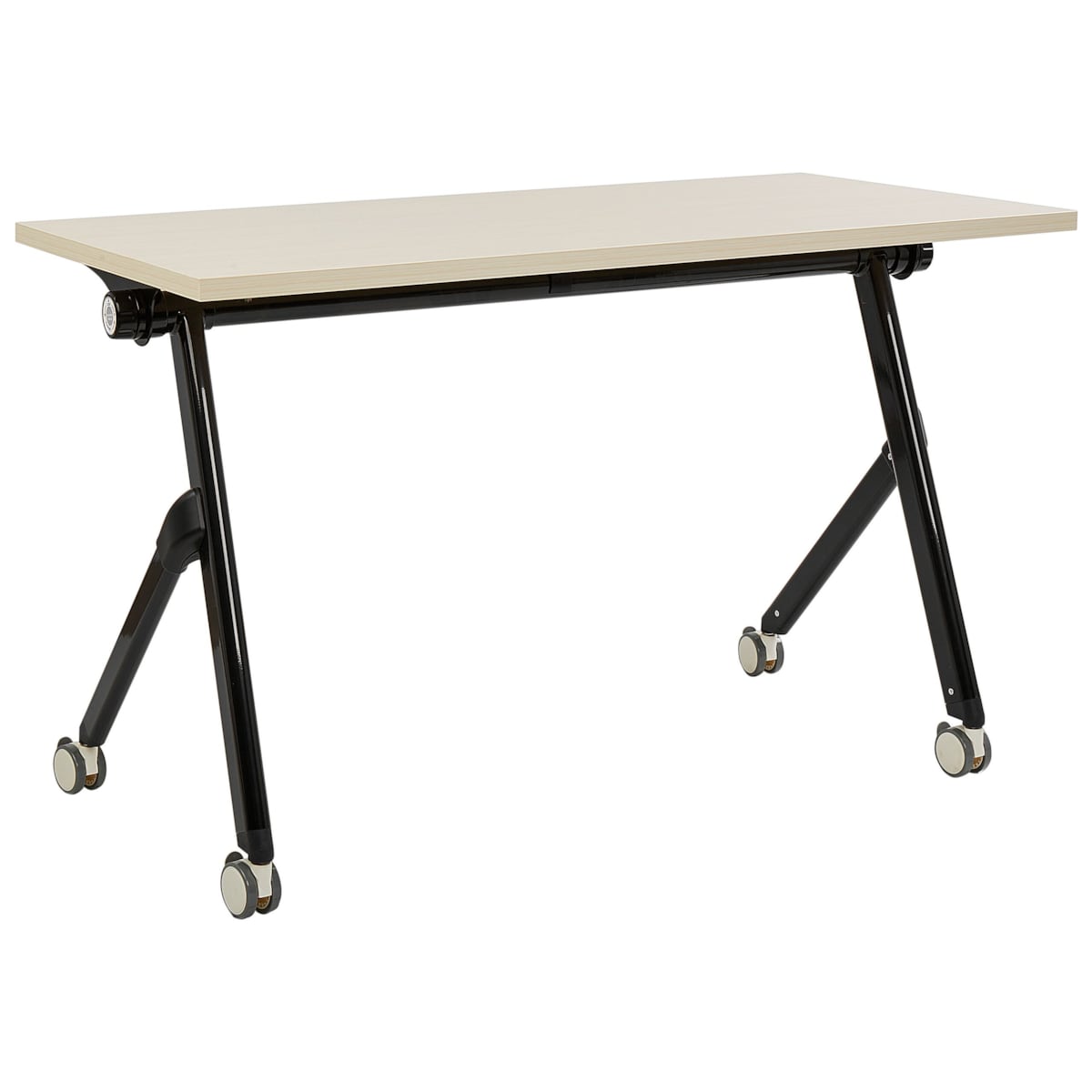 Biurko składane z kółkami 120 x 60 cm jasne drewno z czarnym BENDI