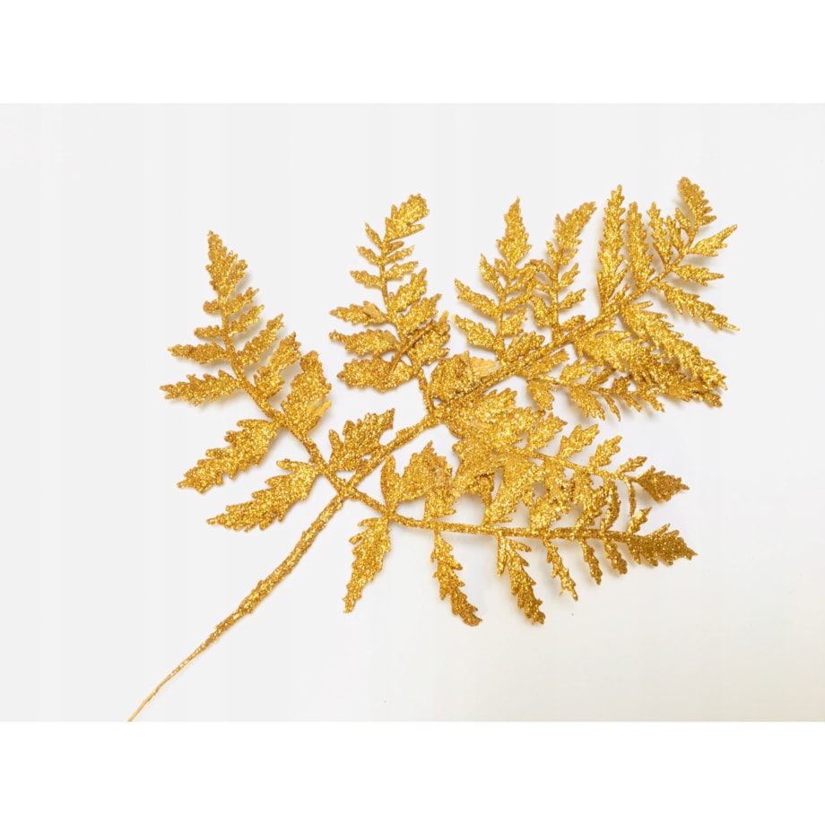 LIŚĆ paprotka brokatowy złoty GAŁĄZKA do dekorowania stroika święta choinka