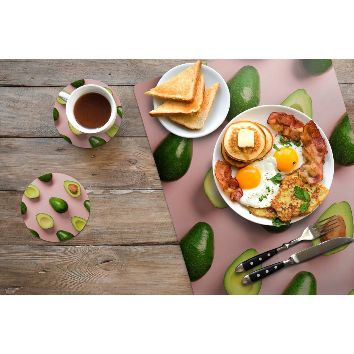 Komplet mat pod talerz Świeże Awokado, 6 szt. 45x30cm