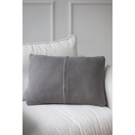 Poszewka klasyczna z przeszyciem szara, 40 x 60 cm, La Manta