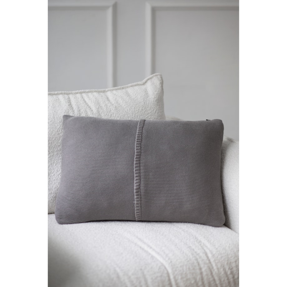 Poszewka klasyczna z przeszyciem szara, 40 x 60 cm, La Manta