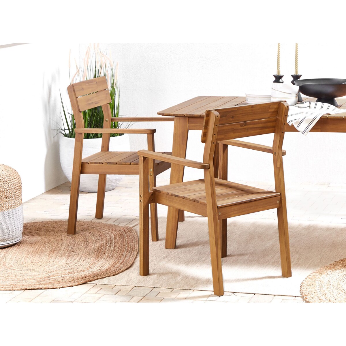Zestaw 4 krzeseł ogrodowych drewno akacjowe FORNELLI