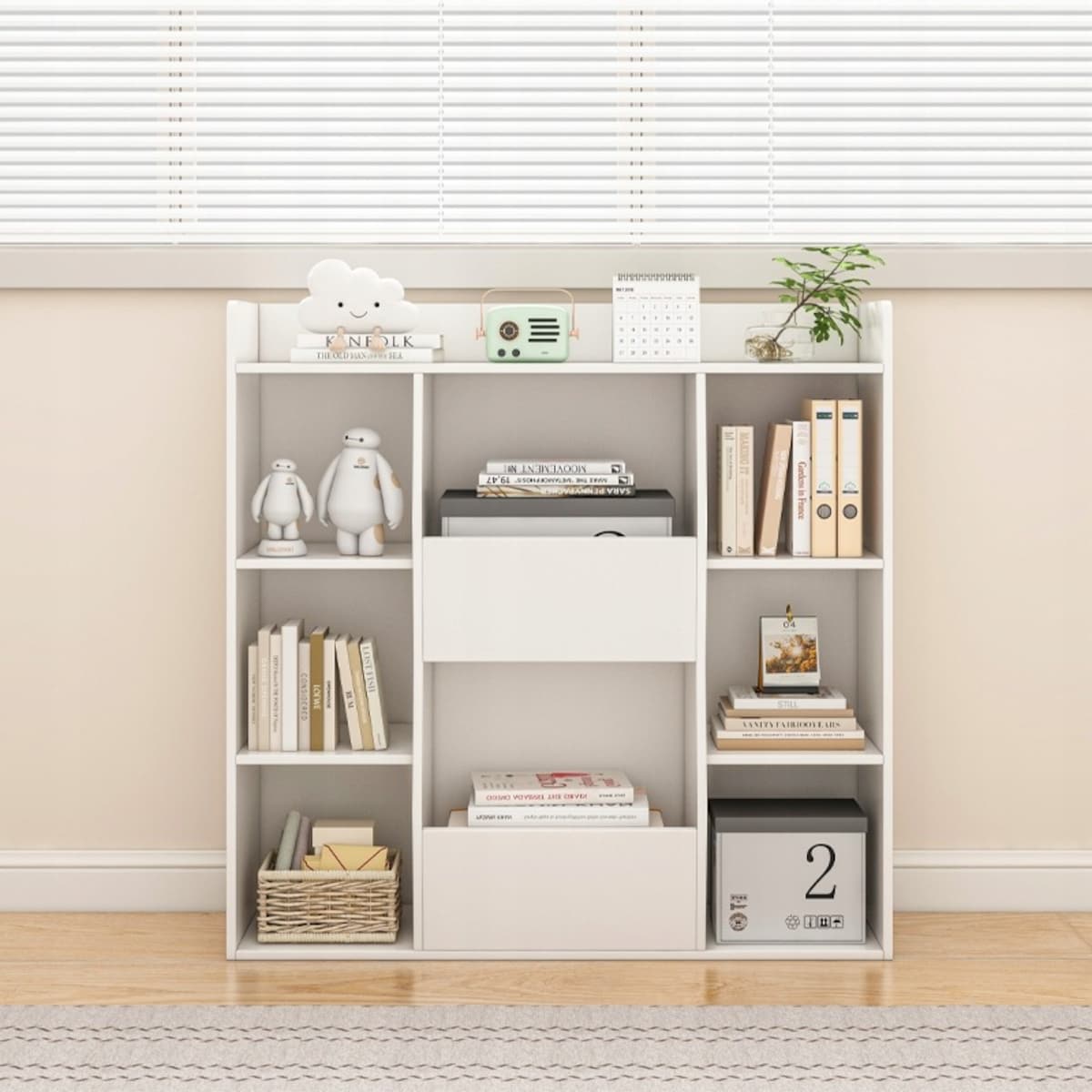 Regał otwarty biały 106x104x30 cm komoda organizer biblioteczka