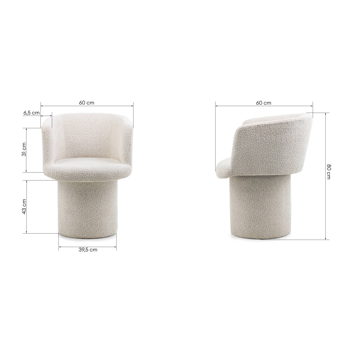 Fotel obrotowy, bouclé, kremowy Haco