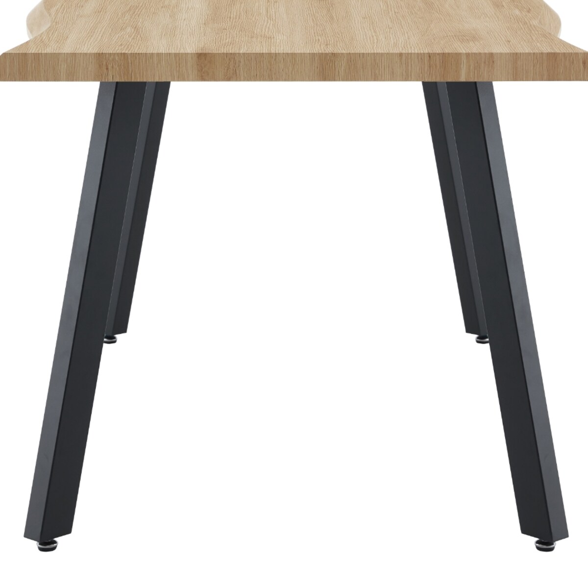 Stół prostokątny z falowaną krawędzią loft 150x90 Gustavo, jasne drewno, czarne metalowe nogi