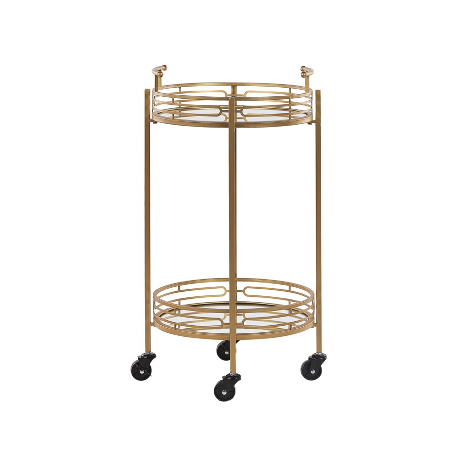 Metalowy wózek kuchenny 2-poziomowy z lustrzanym blatem złoty FARLEY