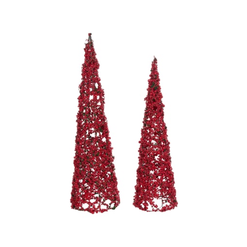 Zestaw 2 figurek dekoracyjnych ROSAN Choinka 52/60 cm Czerwony